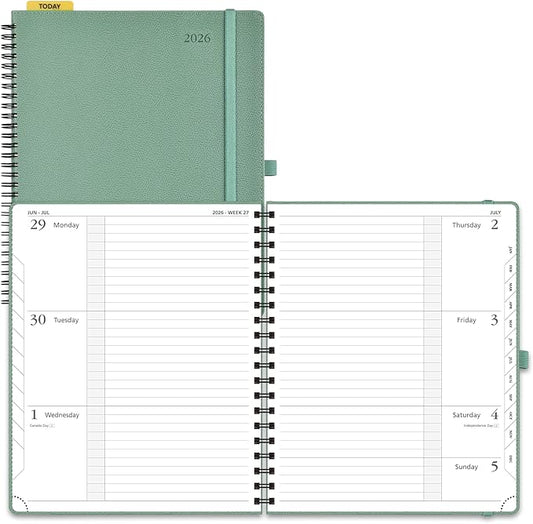 POPRUN 2026 Weekly and Monthly Planner Calendar, January 2026 - December 2026,Large 8.5'' x 10.5'' Spiral Bound Appointment Book, Includes Monthly Tabs, Inner Pocket,Soft Cover - Midnight Green