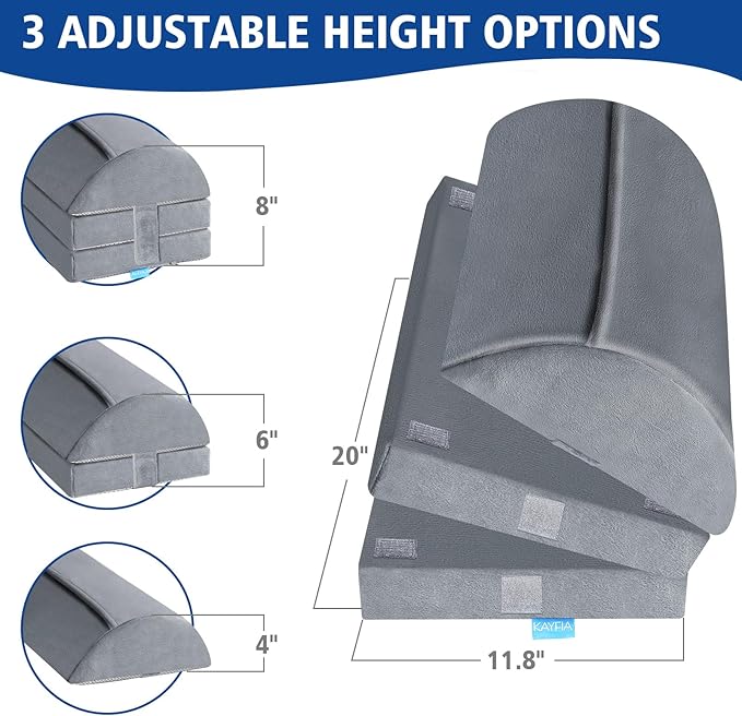 KAYFIA Foot Rest for Under Desk at Work XXL(20in) with 3 Adjustable Heights，Foot Stool with Supportive Gel Foam, Warmer Feet Pocket Footrest for Office Gaming Chair, for Leg Support -Gra