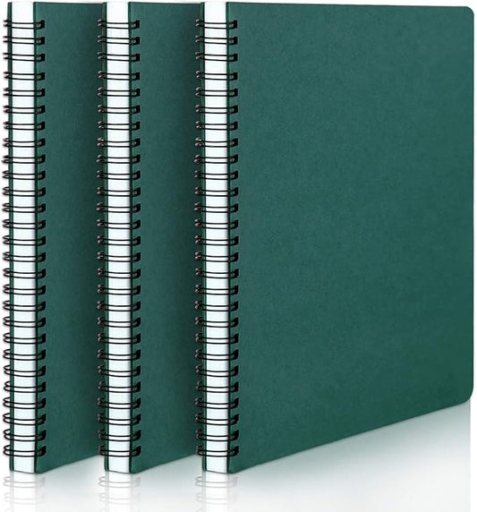 EUSOAR Students Ruled Spiral Notebook, A5 3packs 5.5"X8.3" 120 Pages Lined Writing Journal, Memo Notepad Sketchbook, Students College Office Subject Diary Ruled Spiral Book Journal- Green Cover