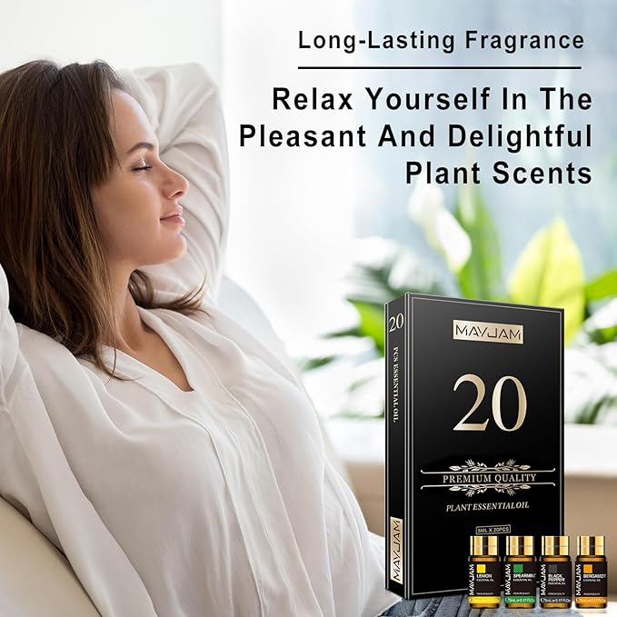 20x5ML Essential Oil Gift Set, Pure Essential Oils for Diffusers for Home, Long Lasting Scented Oil for Soap Candle Making