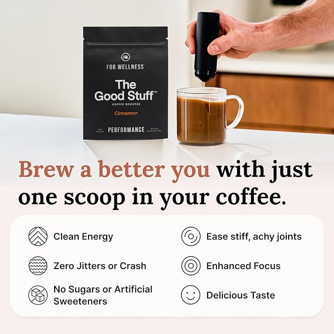 For Wellness The Good Stuff Performance – Coffee Booster | Collagen + MCT Powder Supplement with L-Theanine and Antioxidants for Jitter-Free Energy & Stamina | Non-Dairy, Keto-Friendly, 30 Servings