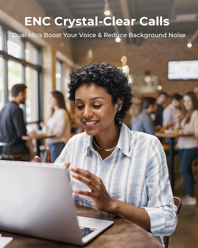 Wireless Earbuds, Ear Buds Active Noise Cancelling with Charging Case, 6.0 Bluetooth Earbuds with AI Clear Calls, 40H Playtime for Sports & Working, Stereo Sound Headphones for iPhone/Android/iPad