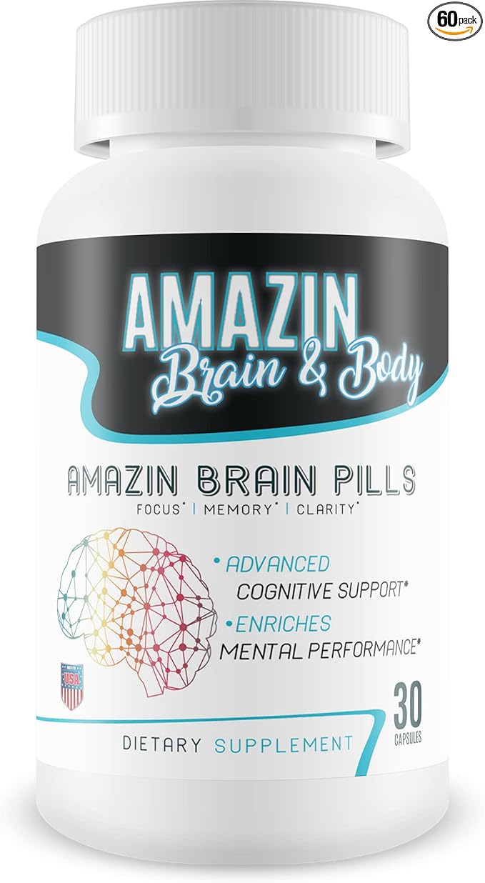 Amazin Brain Pills - Focus - Memory - Clarity - Advanced Cognitive Support - Enriches Mental Performance - Amazin Brain Supplement for Amazin Brain Support - Nootropics Brain Enhancement