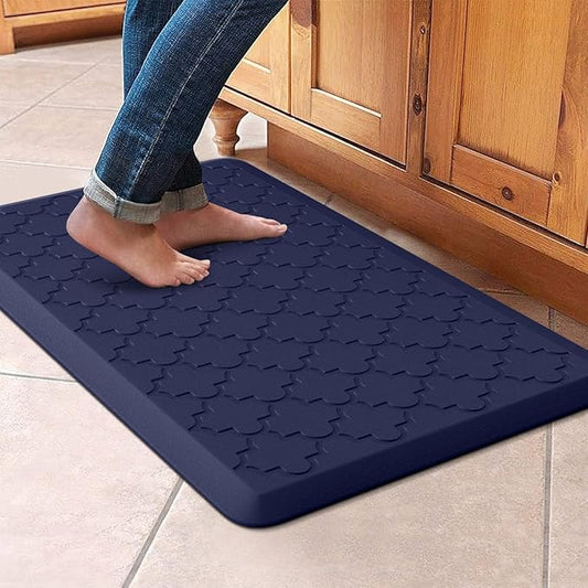 WISELIFE Kitchen Mat Cushioned Anti Fatigue Floor Mat,17.3"x28", Thick Non Slip Waterproof Kitchen Rugs and Mats,Heavy Duty Foam Standing Mat for Kitchen,Floor,Home,Office,Desk,Sink,Laundry, Blue