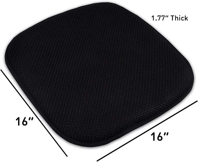 Sweet Home Collection 4 Pack Memory Foam Honeycomb Nonslip Back 16" x16" Chair/Seat Cushion Pad, Black