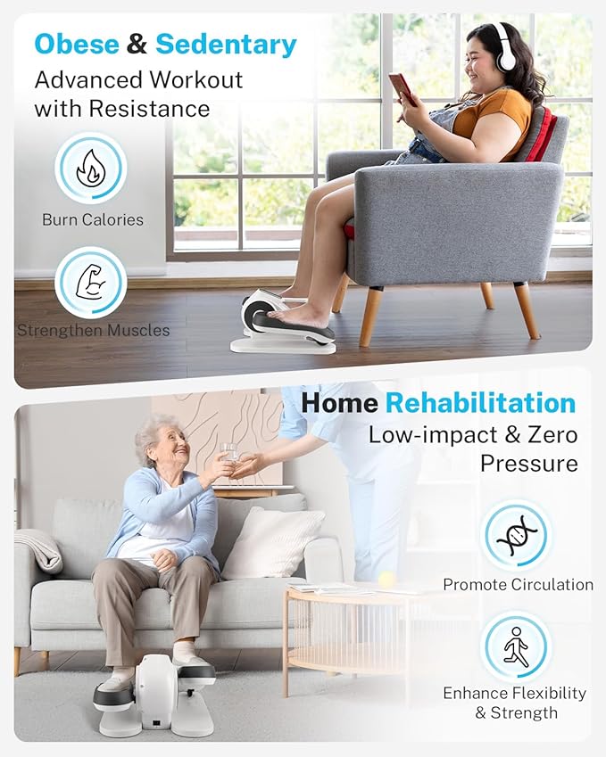 Gonex Under Desk Elliptical Exercise Machine, Leg Exerciser While Sitting for Seniors, 3-in-1 Mini Seated Pedal Exerciser as Seen on TV, 10 Resistance & Speed Levels, Manual/Auto with Remote