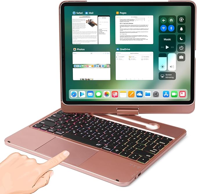 Keyboard Case for iPad Air 13 inch M3 2025&M2 2024, Mulit Touchpad Backlight 360 Rotatable Cover Wireless Pencil Holder