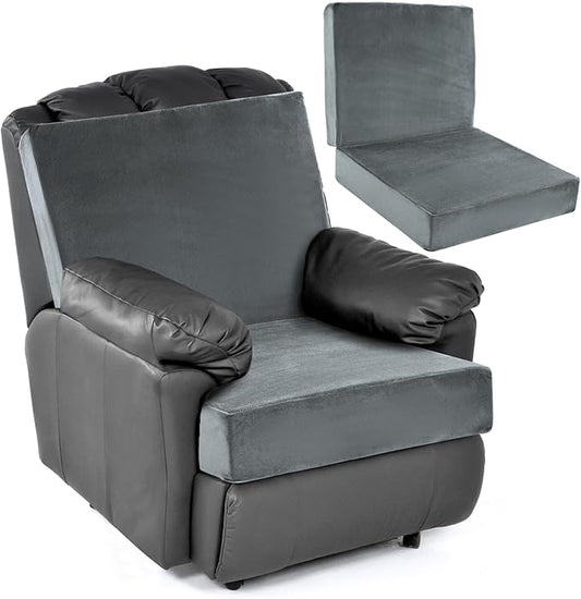 HOMBYS Foam Lumbar Support Pillow for Recliner with Recliner Chair Seat Cushion-Thick Seat Cushion for Elderly with Long Back Support, Extra Large & Non-Slip, Light Grey