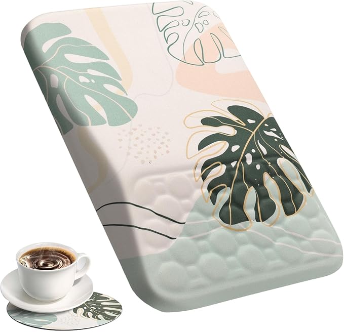 Ospelelf Mousepad with Wrist Support Ergonomic Office Gaming Memory Foam Mouse Pad Wrist Rest Cute Green Palm Leaves Hawaii Theme