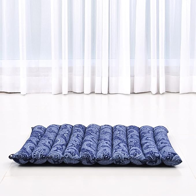 Leewadee Meditation Cushion Set – 1 Small Zafu Yoga Pillow and 1 Small Roll-Up Zabuton Mat Filled with Kapok