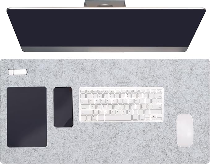 PATIKIL 47.2" x 23.6" Large Felt Desk Pad Protector, Upgrade Non-Slip Desk Mat Full Table Mouse Pad Keyboard Mats for Laptop Computer Writing Desk Table Gaming Home, Light Gray