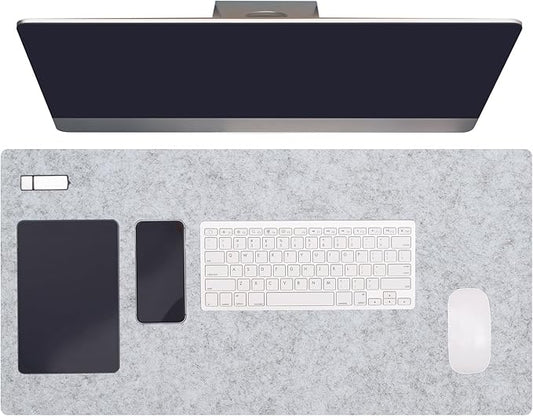 PATIKIL 47.2" x 23.6" Large Felt Desk Pad Protector, Upgrade Non-Slip Desk Mat Full Table Mouse Pad Keyboard Mats for Laptop Computer Writing Desk Table Gaming Home, Light Gray