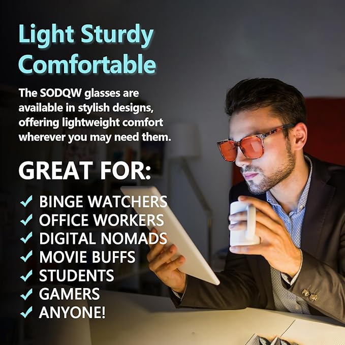 SODQW Gaming Blue Light Blocking Glasses for Men Women Reduce Eyestrain Orange Aviator Eyeglasses for Computer TV