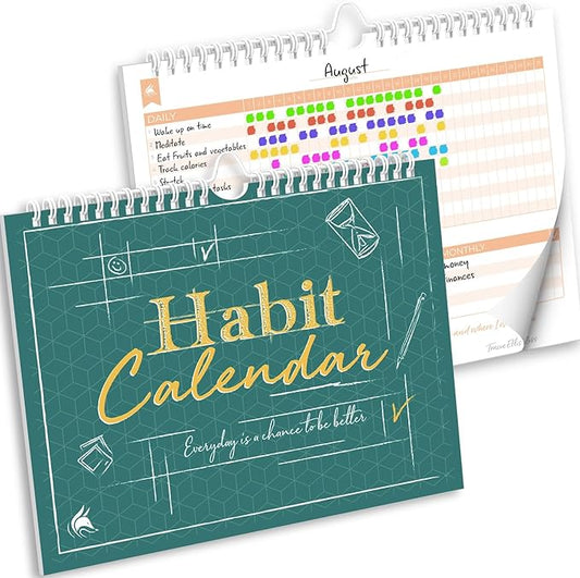 Clever Fox Habit Tracker Calendar – Inspirational Goal Tracker and Habit Calendar for Atomic Habits – Colorful Habit & Goal Planner Journal to Boost Productivity – 24 Months, 10″ x 8″ (Obsidian Green)