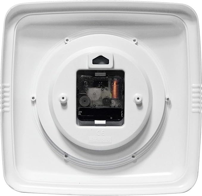 Infinity Instruments Square Silent Retro 9 inch Mid Century Modern Kitchen Diner Retro Wall Clock Quartz Sweep Movement (Pink)