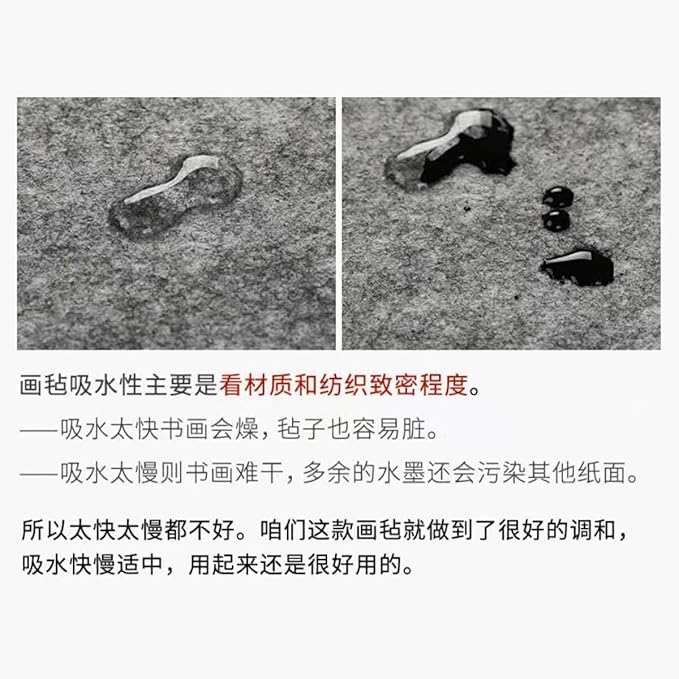 MEGREZ Chinese Calligraphy Drawing Felt Mat, Sumi Xuan Paper Painting Felt Desk Pad for Chinese Calligraphy Writing Japanese Drawing, Gray, 19.6 x 27.5 inch (50 x 70cm)