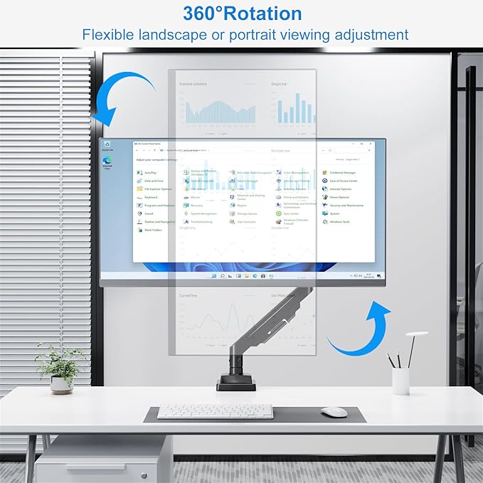 Single Monitor Mount for Max 43", Premium Monitor Arm Hold up 2.2-33lbs Ultrawide Computer Screens, Full Motion Gas Spring Heavy Duty Desk Mount Adjustable VESA Mount 75x75/100x100mm