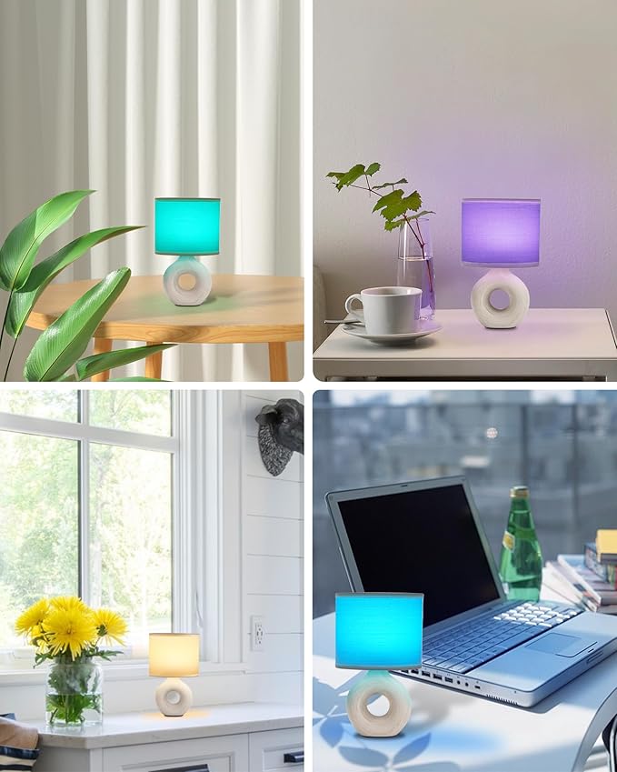 UMEXUS 10’’ Small Cordless Table Lamp with Timer & Dimmer, Battery Operated Rechargeable Lamp with Remote, Portable Light for Bedroom Living Room Outdoor Patio Bedside Bathroom Fabric Shade Beige