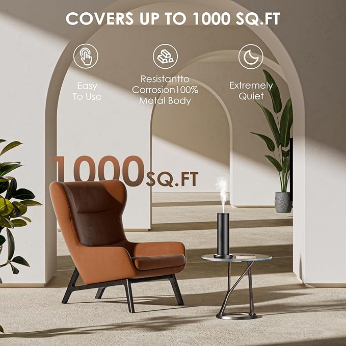 Waterless Essential Oil Diffuser,Aromatherapy Diffusers,Scent Diffusers for Home,Large Room, Hotel Scent Diffuser, 1000sq.ft, Aroma Diffusers (Black)