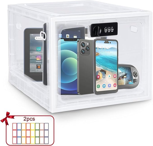 Lalifebuss Combination Lock Boxes for Personal Items, Lockable Storage Box for Office Locker/School/Medicine/Snacks/Phone Jail/Electronic/Home (1 Pack/White)