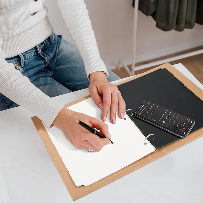 Widen Spine Natural Recycled Kraft 3 Ring Binder A4 Binder Organizer 2 Pack, 1.78" Spine, Durable 1.2" Round Ring Fits A4 & Letter Size Paper,Hardcover Organizer Planner Holds 325 Sheets Capacity