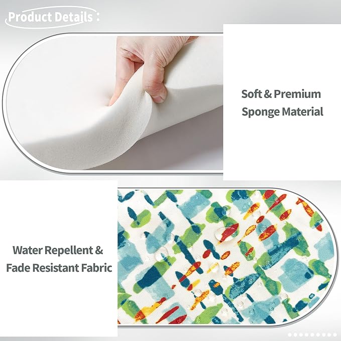 Indoor/Outdoor Chair Cushions 16x17 Inch, Patio Chair Cushions with Ties, All Weather Seat Cushions for Patio Furniture Home Garden Chair Use, Set of 4,Acapa Opal Geometric