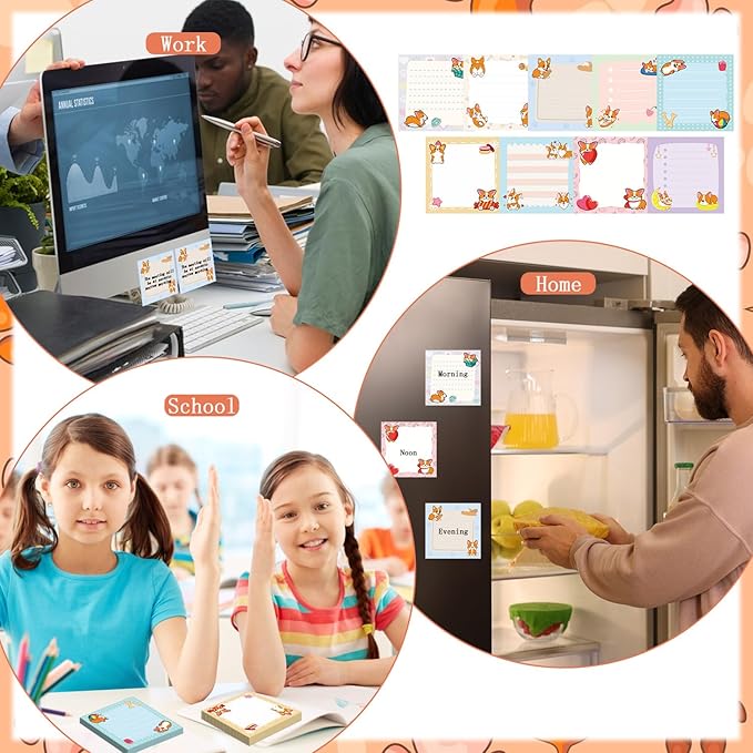 Corgi Sticky Notes Gifts - 9Pack Cute Sticky Notes 3x3 Cartoon Corgi Gifts for Corgi Lovers Corgi Notepads Funny Dog Post Pads for Women Office School Supplies 450 Sheets