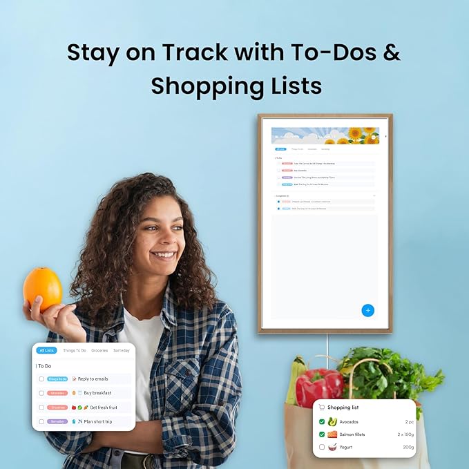 ApoloSign 21.5-inch Digital Calendar: Dual Mode Calendar with Google Play & Multi-calendar Sync, Electronic Planner & Chore Chart, Smart Touchscreen, Interactive Display for Family Schedules (Teak, 21.5")