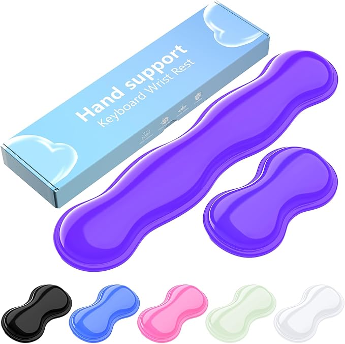 Gel Keyboard and Mouse Wrist Rest Set, Comfort Ergonomic Wrist Support, for Wrist Pain Relief, Computer Keyboard Wrist Rest (Purple)