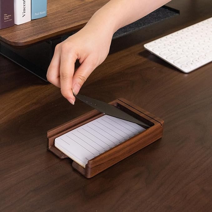 muso wood Daily To Do List Planner with Walnut Stand - 100 To Do List Cards - Undated Daily Planner Notepad for Desk Accessories and Supplies, Enhanced Productivity, Work Office Accessories