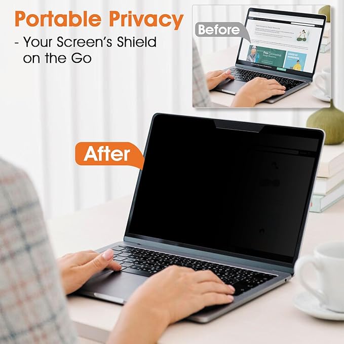 Magnetic Laptop Privacy Screen 14 Inch 16:10 Display- Removable Anti-Glare Blue Light Filter, Computer Privacy Screen Shield, Not for 14'' Laptops with 16:9 Resolution