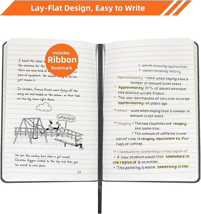 BOSSAND Lined Journal Notebooks, 6 Pack A5 Journals for Writing, 200 Pages 100 GSM Thick College Ruled Paper, Hardcover, 8.25 inches x 5.75 inches, Black