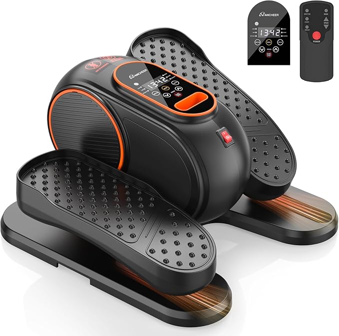 ANCHEER Under Desk Elliptical Machine, Electric Seated Pedal Exerciser Machine with 12 Adjustable Speed, Quiet & Portable, LCD Display Monitor, Remote Control, Leg Exerciser for Home Office