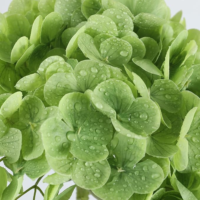Green Hydrangea Artificial Flowers 3pcs Lifelike Faux Hydrangea Real Touch Fake Flowers for Home Wedding Office Party Living Room Decoration,22inch
