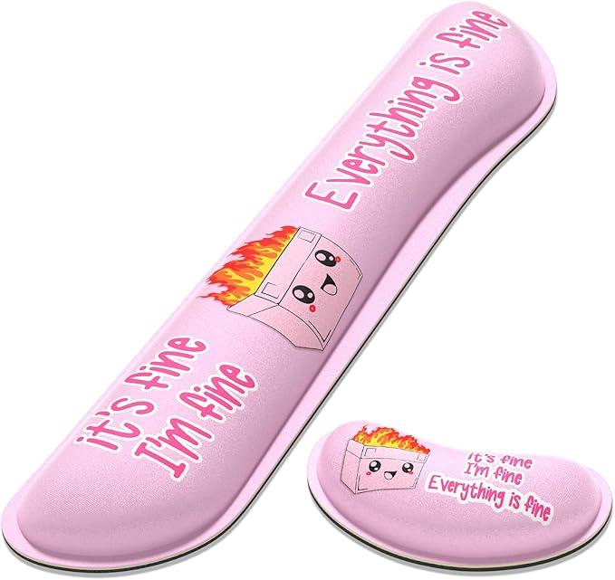 Dapesuom Enlarge Keyboard Wrist Rest, Memory Foam Wrist Cushion for Desk Mats Support, Typing Pain Relief Keyboard Mouse Pad Rests Set with Non-Slip Base for Gaming Laptop Computer, Pink Dumpster