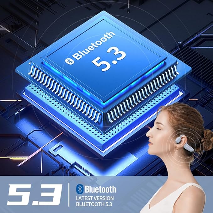 Open Ear Headphones, Open Wireless Earphones, 15HBluetooth Playback 5.3 Sports Earphones, Built-in Microphone, Suitable for Sports Running,Exercise (Sky Blue)