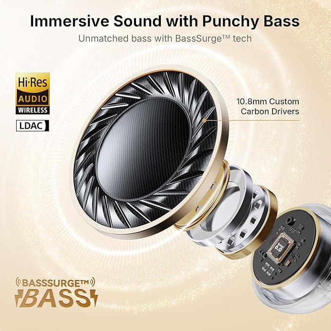 EarFun Clip Open Ear Earbuds, Wireless Clip On Headphones, Adaptive Comfort with Secure Fit, Bluetooth 6.0, LDAC, Hi-Res Audio, 2 Mics AI ENC Call, 40H Playtime, Earbuds for Sports, Running, White