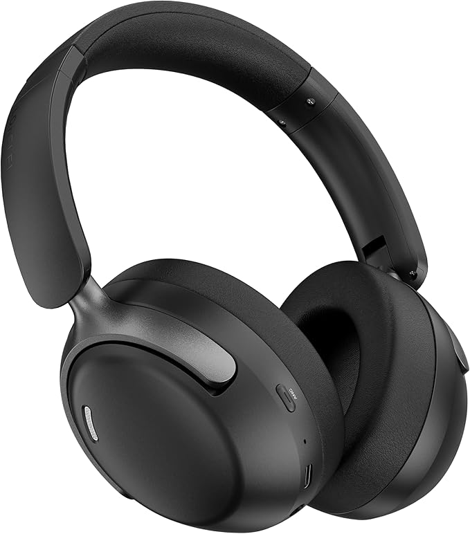 LORELEI QC30 Hybrid Active Noise Cancelling Headphones, 60H Playtime, Built-in Mic, Wireless Over Ear Headsets with Case,Bluetooth 5.4,Deep Bass Comfort Fit Soft-Earpads Fast Charging -Space Black