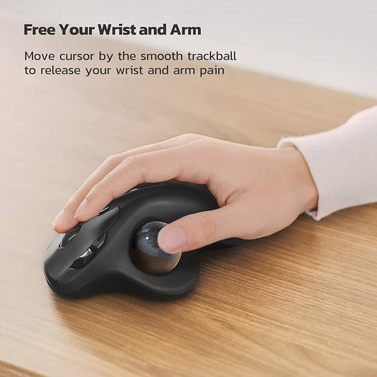 Nulea M501 Wireless Trackball Mouse, Rechargeable Ergonomic, Easy Thumb Control, Precise & Smooth Tracking, 3 Device Connection (Bluetooth or USB Receiver), Compatible for PC, Laptop, Mac, Windows.