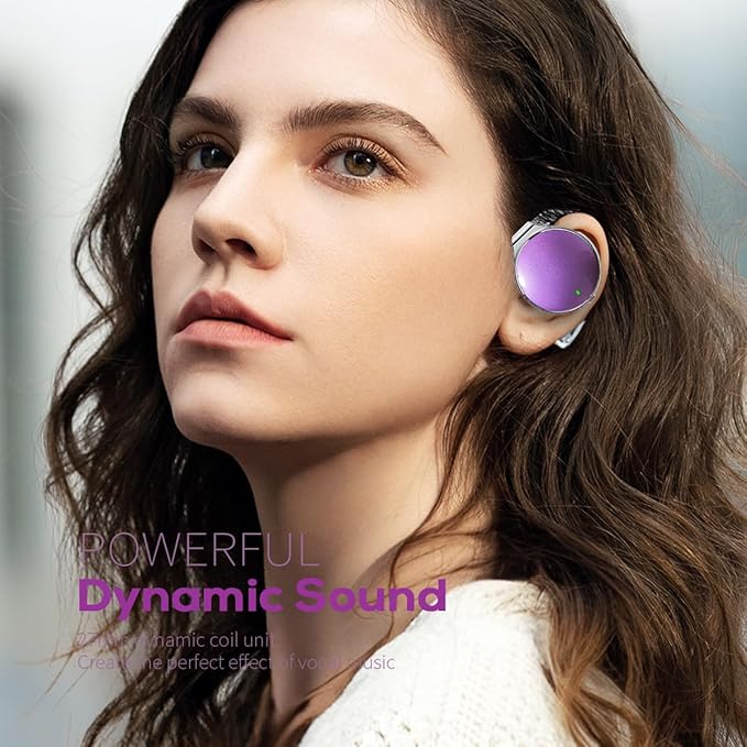 On Ear Headphones Bluetooth 5.4 with Ear Hooks, 52Hrs Playtime, Clip on Earphones, USB-C Charging, Open-Ear Earbuds, Dual Device Pairing, Sweatproof Wireless Headphones for Running/Gym/Workout