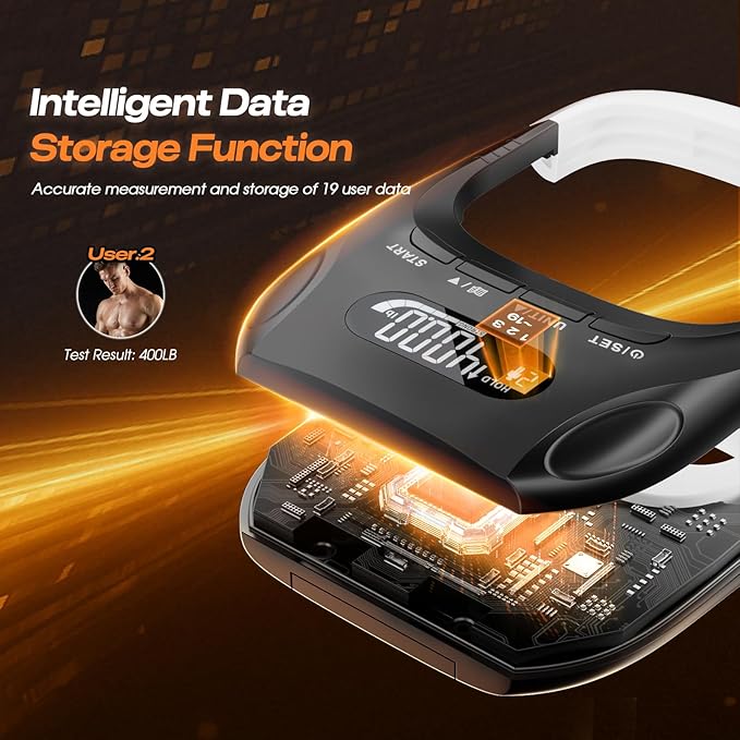 Grip Strength Tester & Trainer 2-in-1 Combo Set-Digital Hand Dynamometer with LCD Display, Max 400lb/180kg Capacity, Resistance Ring with Ergonomic Design for Sports, Gym, Home & Rehab