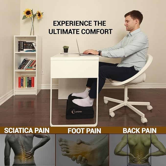 Foot Rest for Under Desk at Work-Ergonomic FootRest UnderDesk Foot Stool for Pain Relief with Washable Covers-Non-Slip Under Desk Footrest Office, Home & Travel-Adjustable Office Foot Rest