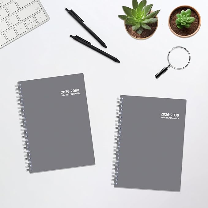 Monthly Planner 2026-2030, 5-Year Calendar Planner 2026-2030, Jan 2026 – Dec 2030, 6.2 x 8.4 In, Ruled Spread, Flexible Cover, Spiral Wirebound, Pocket, 60 Coated Monthly Tabs, Notes ＆ Habit Tracker