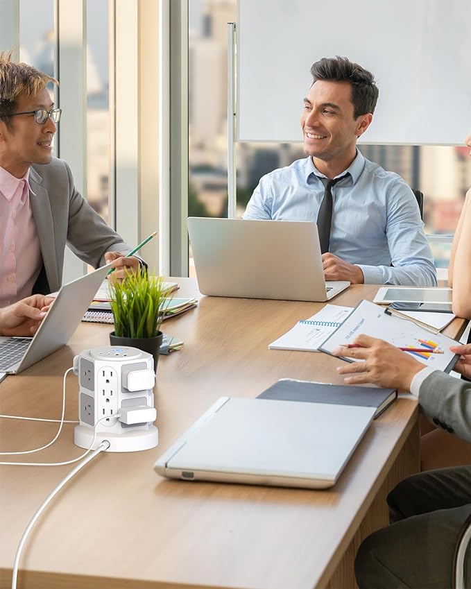 TROND Tower Surge Protector Power Strip with 14 Widely Spaced Outlets, 4 USB Ports(2 USB C), 2100J Surge Protection, 6 Feet Extension Cord with Multiple Outlets, Office Desk Supplies, Dorm Essentials