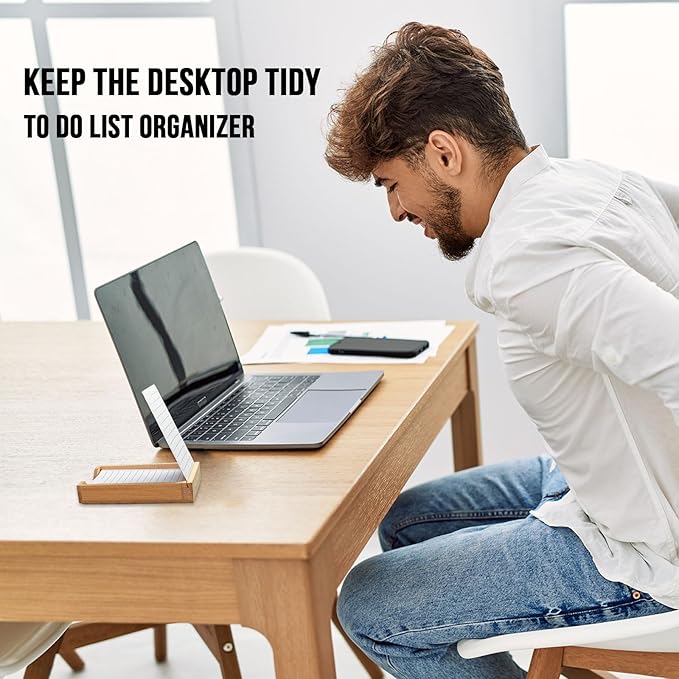 Daily To Do List Planner, Daily ToDo Checklist Cards and Bamboo Stand, 50 To Do Cards, Productivity System Planners Notebook for Work Office Accessories