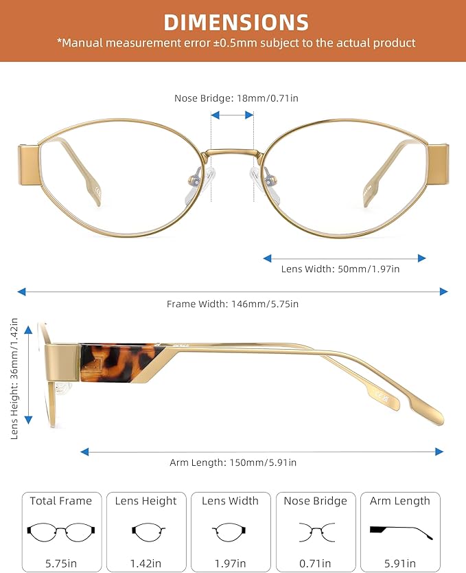 JIM HALO Trendy Oval Blue Light Glasses for Woman Men, Retro Round Computer Screen Blocker Glasses Eyes Protection UV400