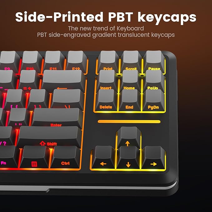 Redragon Wireless Mechanical Keyboard,3-Modes Bluetooth Gasket Hot Swappable TKL RGB Custom Keyboard,Pre-lubed Switches,Side Printed PBT Gradient Keycaps, South-Facing LEDs Socket