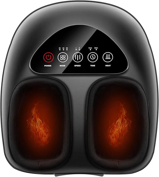 Shiatsu Foot Massager with Heat, Deep Kneading & Gentle Air Compression for Foot Wellness and Relaxation, Feet Massager, Electric Foot Massager Machine - Gifts for Women Men, Fits Size 13