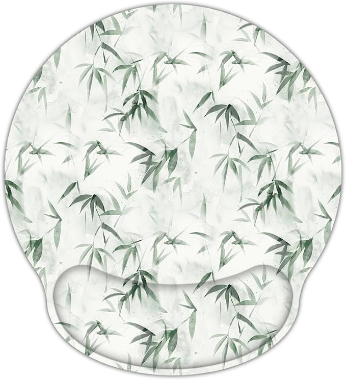 RICHEN Ergonomic Mouse Pad with Wrist Support,Non-Slip Rubber Base for Computer Laptop & Mac,Lightweight Rest for Home,Office & Travel (Bamboo Leaf)