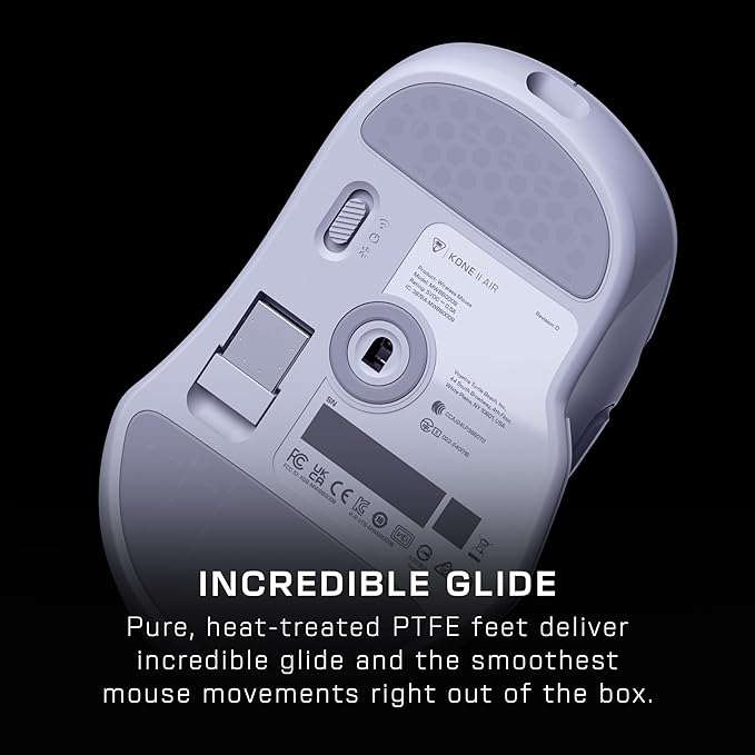 Turtle Beach Kone II Air – Wireless Ergonomic RGB Gaming Mouse, 350-Hr Battery, 26K DPI Optical Sensor, 100M Click Optical Switches, 21 Customizable Inputs, 4D Free-Spin Scroll Wheel – Arctic White